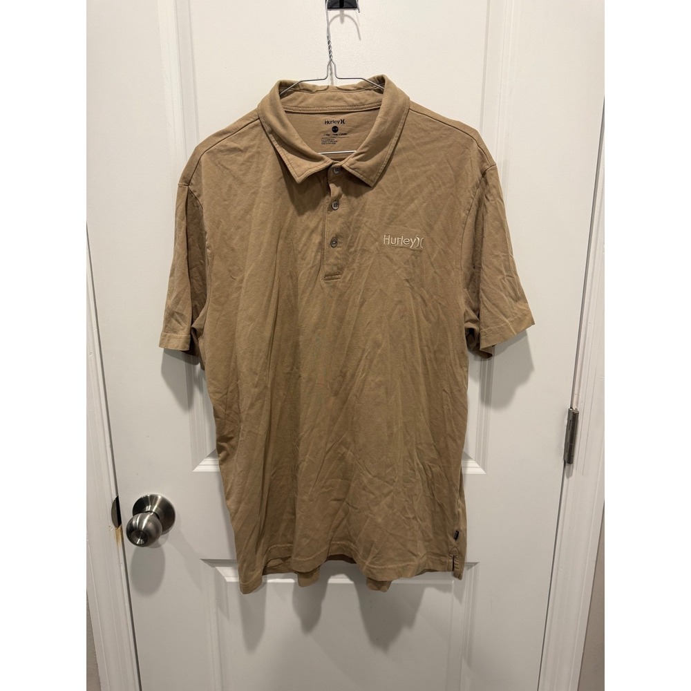 Hurley Mens Polo Shirt Embroidered Logo Tan XL